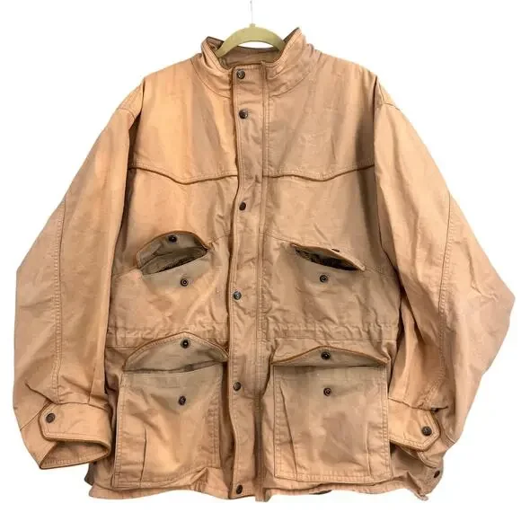 VTG Outback Field Jacket Lg Tan Canvas Western Ranch Barn Coat Distressed Rugged - Picture 15 of 16